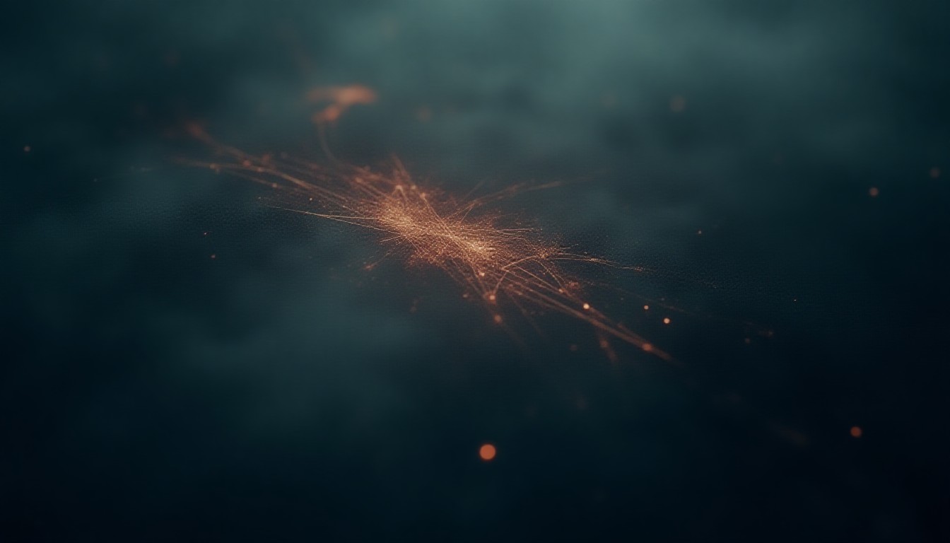 Abstract pattern of intersecting lines suggesting flight paths and impact zones over a blurred geographic outline