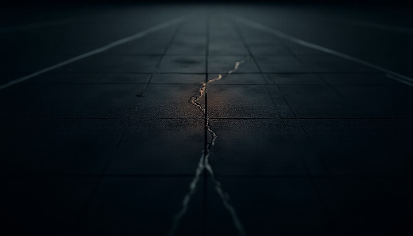 Jagged lines crossing a dark grid at sharp angles