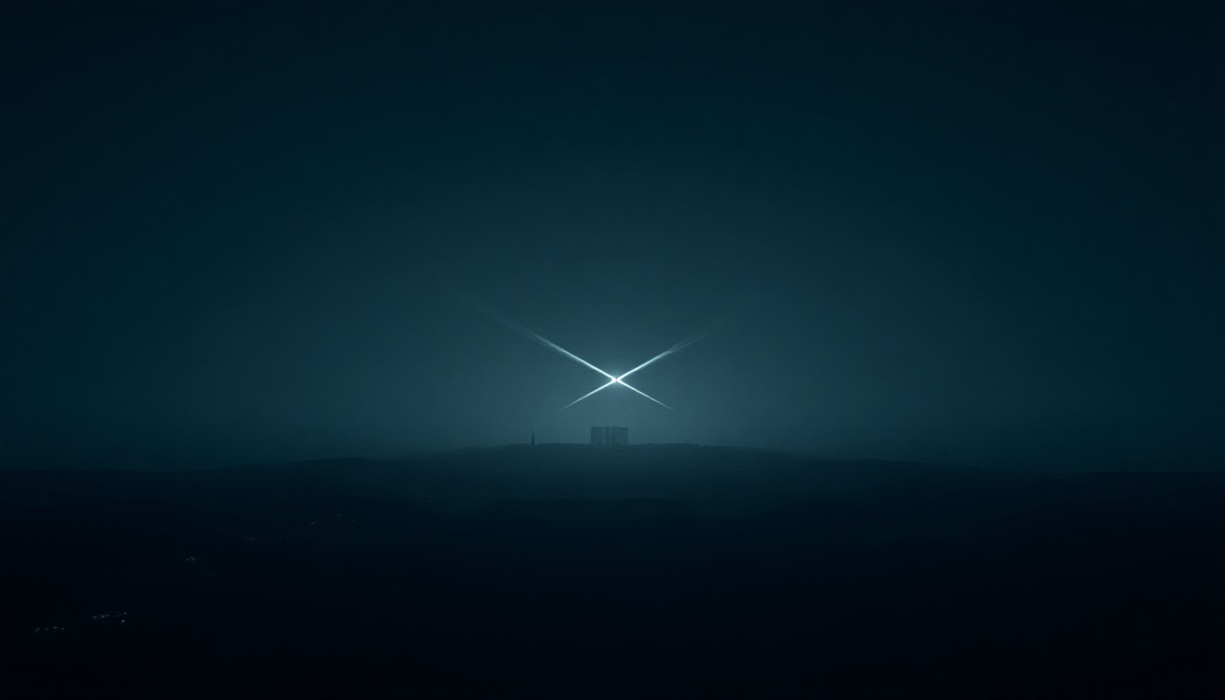 Night sky crossed by interception trails over darkened cities